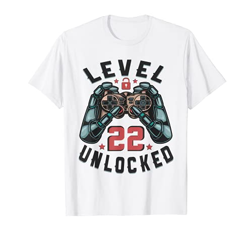 22 Años Cumpleaños Regalo gamer shirt level 22 unlocked Camiseta