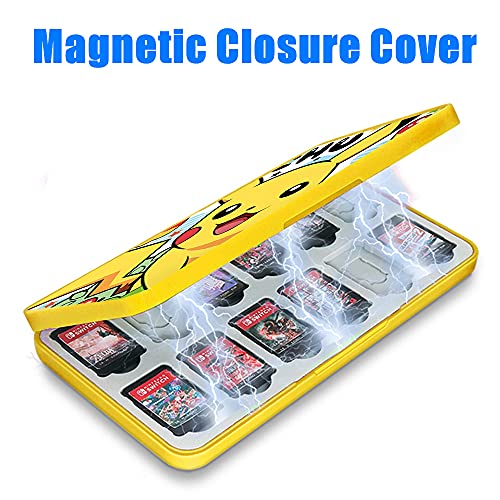 24 tarjetas de juego para Nintendo Switch o Micro SD tarjetas de memoria plegables, funda protectora rígida, resistente a los golpes, resistente al agua (Fruit Pikachu)