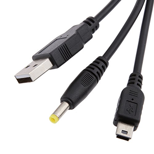 2in 1 USB Cable de Carga de Datos Cargador para Sony PSP 1000 2000 3000 Negro