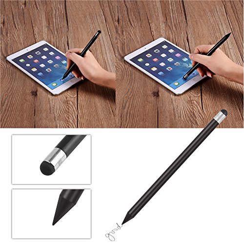 2in1 Stylus Pen, Touch Pen + Carbon Pencil, Reemplazo Smart Pen Pencil Compatible con la mayoría de Las tabletas de Pantalla capacitiva, teléfonos Inteligentes - 5 Colores Opcionales(Negro)