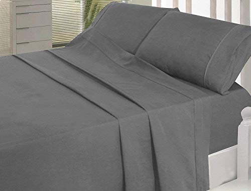 3 PC Set (1 Fitted Sheet and 2 Pillow Cover) 100% Long Staple Egyptian Cotton, 450 Thread Count, 38 CM Deep Pocket of Fitted Sheet, Bedding Set, Soft Sateen Bed Set -Dark Grey Solid UK King Size