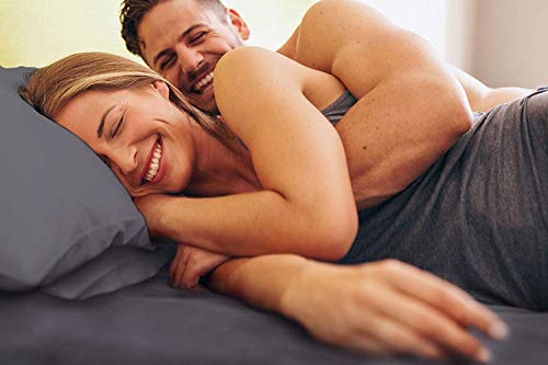 3 PC Set (1 Fitted Sheet and 2 Pillow Cover) 100% Long Staple Egyptian Cotton, 450 Thread Count, 38 CM Deep Pocket of Fitted Sheet, Bedding Set, Soft Sateen Bed Set -Dark Grey Solid UK King Size