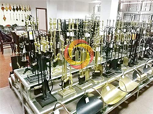 31in 5Pcs Forged Fireplace Tools for Gas Heaters Antique Copper Wrought Iron Fireplace Tool Set Easy to Assemble Fire Pit Set
