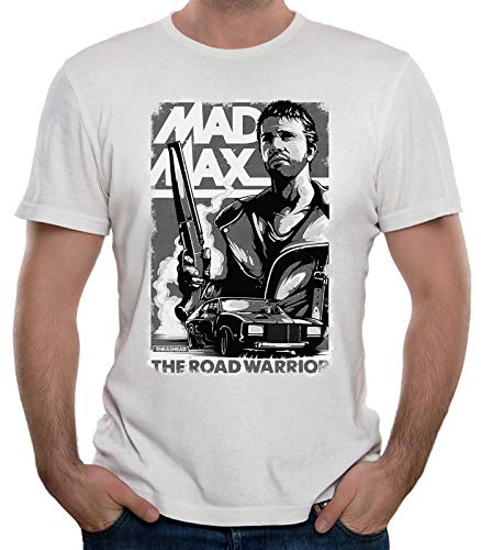 35mm - Camiseta Hombre Mad MAX - The Road Warrior - Cine - 80's - Blanco - Talla XL