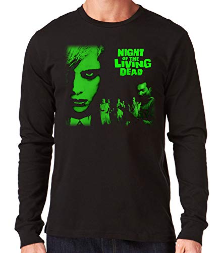 35mm - Camiseta Manga Larga Night of The Living Dead - Zombies - Terror - 1968 - Negro - Talla XXL