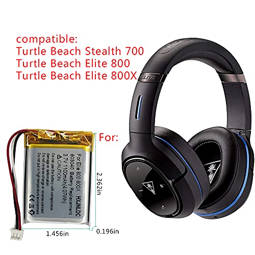 3.7V 803040 1100mAh Reemplazo de batería para Turtle Beach Ear Force Elite 800 Elite 800X Stealth 700 Gen 2 Auriculares inalámbricos con Sonido Envolvente para Juegos