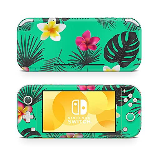 46 North Design Switch Lite Skin Vinyl Stickers, Rosa Flores Rosa Turquesa Verde Hoja Tropical Amarillo Aqua Botánico Malva, Alta calidad, Durable, Sin burbujas, Made in Canada