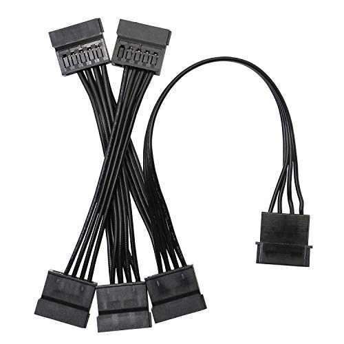 4pin IDE to 15 Pin SATA Splitter Power Cable,Gelrhonr LP4 to 5x15 Pin SATA Power Conversion Line Extension Y-Cable for Hard Disk