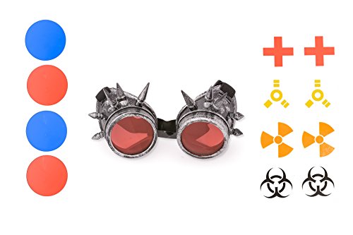 4sold (TM) Steam Punk Antique Copper Cyber Goggles Rave Goth Vintage Victorian – Gafas estilo gótico vintage. gray studs Medium