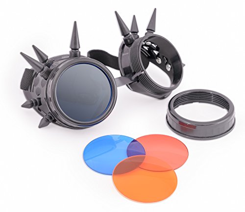 4sold (TM) Steam Punk Antique Copper Cyber Goggles Rave Goth Vintage Victorian – Gafas estilo gótico vintage. gray studs Medium