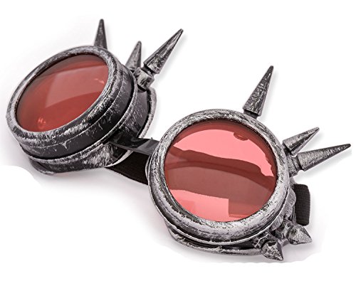 4sold (TM) Steam Punk Antique Copper Cyber Goggles Rave Goth Vintage Victorian – Gafas estilo gótico vintage. gray studs Medium