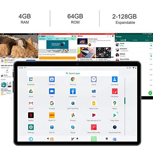 5G WiFi Tablet 10 Pulgadas Android 10.0 Tablets Octa-Core FACETEL Tableta con 4GB RAM 64 GB ROM (TF 128GB) | FHD 1920 * 1200 | 8000mAh | 5MP+8MP | WiFi | GPS | Bluetooth - Gris