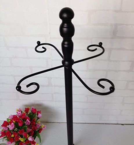 5Pcs Wrought Iron Fire Tool Set Nice and Sturdy Fireplace Tool Set Holder with Black Handles Easy to Assemble Fireplace Set (Color : Black) (Black)