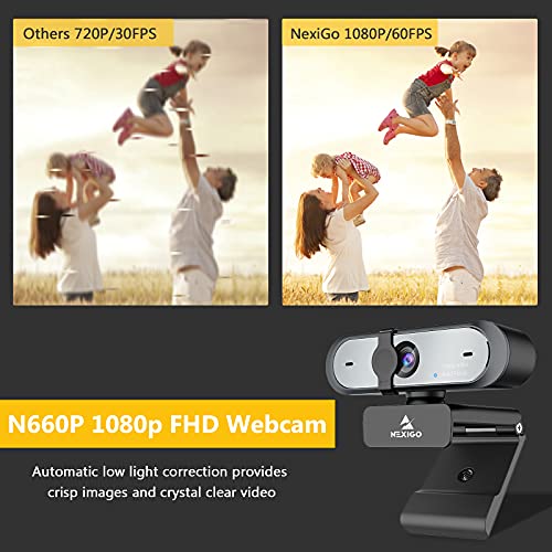 60FPS 1080P Webcam con Enfoque Automático, Micrófonos Duales y Cubierta de Privacidad, 2021 NexiGo N660P Pro HD USB Cámara Web para PC OBS Gaming Conferencias con Zoom Skype FaceTime Teams