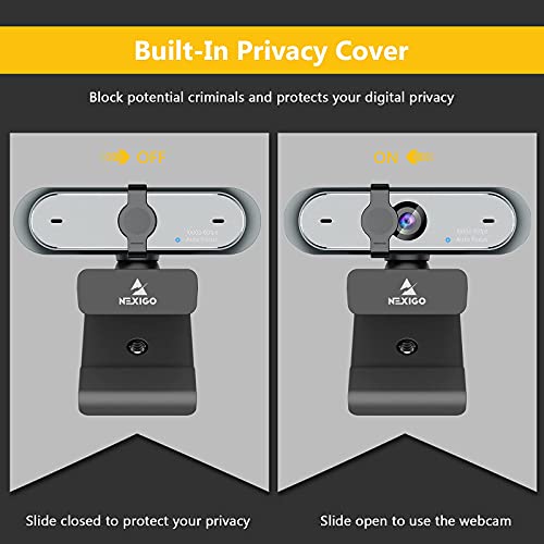 60FPS 1080P Webcam con Enfoque Automático, Micrófonos Duales y Cubierta de Privacidad, 2021 NexiGo N660P Pro HD USB Cámara Web para PC OBS Gaming Conferencias con Zoom Skype FaceTime Teams