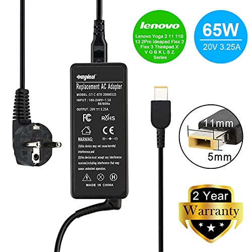 65W 20V 3.25A Cargador Portátil para Lenovo ADLX45NCC3A ADLX45NDC3A ADLX45NLC3A Thinkpad Yoga V110 L440 X240 T470S Z40 Z41 B40 B50 G40 G50 G51 L440 0B46994 Fuente de Alimentación Adaptador 11mm*5.0mm