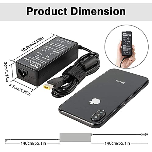 65W 20V 3.25A Cargador Portátil para Lenovo ADLX45NCC3A ADLX45NDC3A ADLX45NLC3A Thinkpad Yoga V110 L440 X240 T470S Z40 Z41 B40 B50 G40 G50 G51 L440 0B46994 Fuente de Alimentación Adaptador 11mm*5.0mm