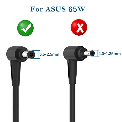 65W Cargador Ordenadore Portátil para ASUS F556U F556 F555L F555 F554L F554 F553M F553 F552L F551C F551CA F550C F541U F751L X555L X555LA X555 X554L X554 X551CA X550C X550, Fuente de alimentación ASUS