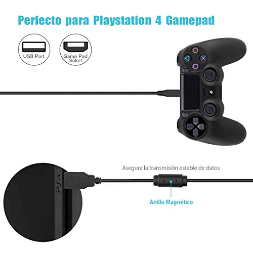 6amLifestyle Cable Micro USB para Carga Mando PS4 y Xbox One 3M - Carga Rápida 2.4A / Transferencia de Alta Velocidad 480Mbps, Cable Micro USB Compatible con Android Smartphone Kindle y Más