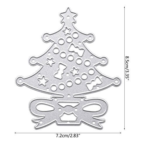 6Wcveuebuc Christmas Tree Bow Metal Cutting Dies Stencil DIY Scrapbooking Album Paper Card Template Mold Embossing Craft Decoration Scrapbooking Die Cuts