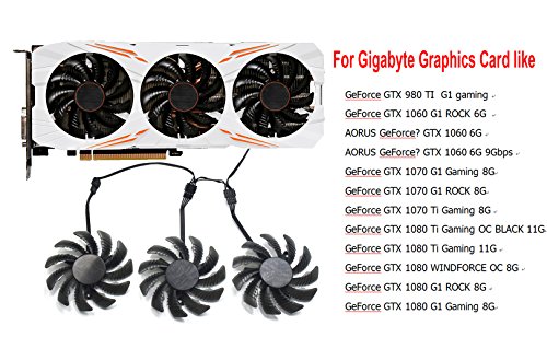78MM T128010SU 0.35A Ventilador de Refrigeración de Repuesto Graphics Card Fan para Gigabyte GTX 1080 Ti Gaming/GTX 1070 G1/AORUS GTX 1060/GTX 980 TI G1 Graphic Card