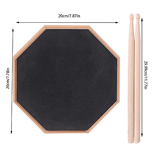 8 Pulgadas Almohadilla De Tambor Silenciosa, Práctica Almohadilla De Batería, Almohadilla Práctica Goma Para Principiantes, Con 2 Baquetas De Madera Maciza, Para Principiantes, Negro