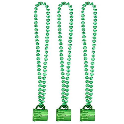 ABOOFAN Collar con colgante de trébol verde del día de San Patricio, 3 piezas para niñas y mujeres