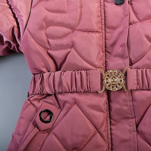 Abrigo Parka de Invierno para niñas, Chaqueta de algodón Gruesa cálida para bebés, Chaqueta con Capucha con Forro de algodón, Chaqueta de transición con Capucha de Piel Desmontable (Pink,122-128)