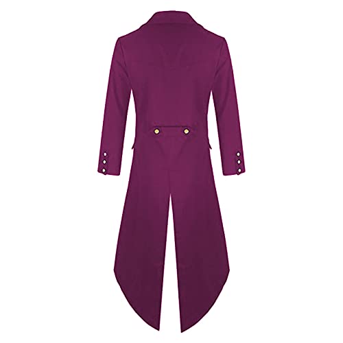 Abrigo vintage para hombre estilo steampunk chaqueta gótica de esmoquin victoriano uniforme de Halloween disfraz de carnaval vampiro medieval renacimiento Cosplay abrigo Outwear, Morado (, XXXL