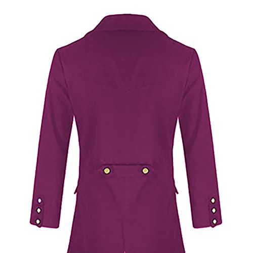 Abrigo vintage para hombre estilo steampunk chaqueta gótica de esmoquin victoriano uniforme de Halloween disfraz de carnaval vampiro medieval renacimiento Cosplay abrigo Outwear, Morado (, XXXL
