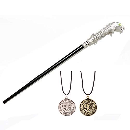 Accesorios de Cosplay, Varita de Lucius Malfoy de 36 cm, con Caja y 2 Collares, Varita mágica de Mago de Accesorios de película, Varita de Accesorios de Cosplay para niños y Adultos