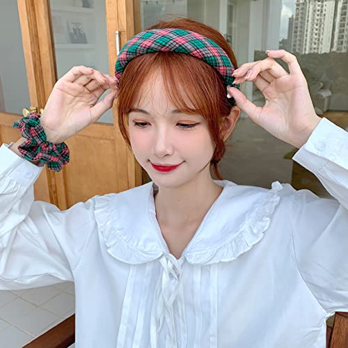 Accesorios para el cabello College retro black and white grid hair hoop female face wash headband new all-match outer starting hoop