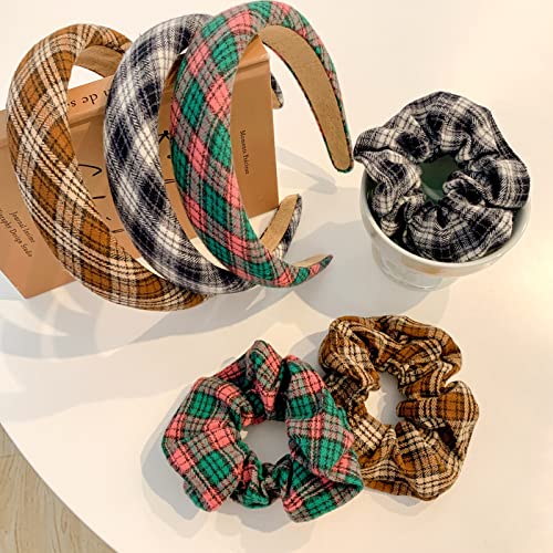 Accesorios para el cabello College retro black and white grid hair hoop female face wash headband new all-match outer starting hoop