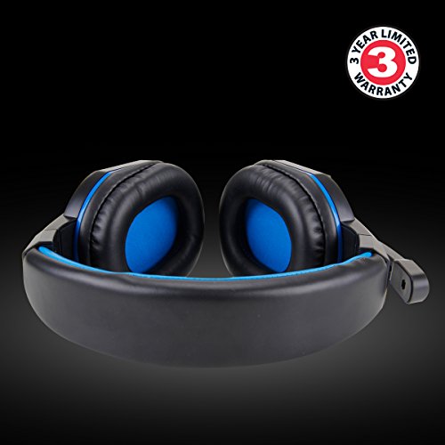 Accessory Power ENHANCE GX-H2 - Auriculares estéreo para juegos con acolchado cómodo y micrófono ajustable, 2x 3.5 mm, 20 - 20000 Hz, Negro y Azul