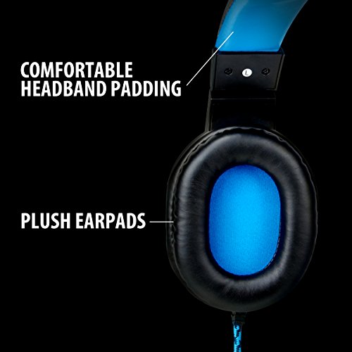 Accessory Power ENHANCE GX-H2 - Auriculares estéreo para juegos con acolchado cómodo y micrófono ajustable, 2x 3.5 mm, 20 - 20000 Hz, Negro y Azul