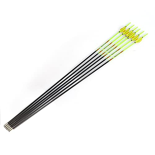 ACCMOS 32 ＂Flecha de Carbono Puro, Spine 1000 ID 4,2 mm Tiro con Arco Flechas Pluma Espiral, para Juventud Aldult Arco Compuesto Arcos Recurvos Caza y Práctica de Tiro (6pcs Spine 1000 Yellow)