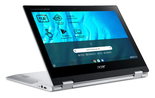 Acer Chromebook Spin 311 CP311-3H - Ordenador Portátil 2 en 1 Convertible y Táctil 11.6" HD IPS (MTK MT8183, 4GB RAM, 32GB eMMc, Mali-G72 MP3 Graphics, Chrome OS), PC Portátil Plata - QWERTY