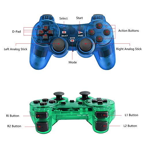 Achort Mando a Distancia inalámbrico con Bluetooth Compatible con PS2 Playstation 2 Double Shock