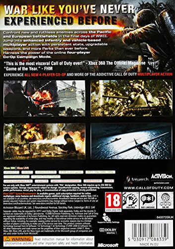 Activision Call of Duty: World at War - Platinum Hits Edition, Xbox 360 Xbox 360 Inglés vídeo - Juego (Xbox 360, Xbox 360, Shooter, M (Maduro))