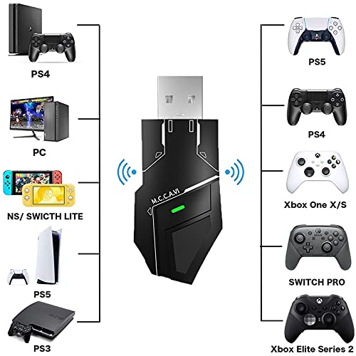 Adaptador bluetooth DualShock 4 con tres modos para PS4/PS3, PC, Nintendo Switch Consolas, Convertidor USB para mando PS4 Pro/PS4 Slim/PS3/Xbox One/One S/Xbox360/X input/Switch Pro Controller Adapter