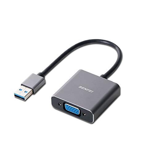 Adaptador USB 3.0 a VGA, BENFEI 1080P Full HD Macho a Hembra convertidor, Caja de Aluminio