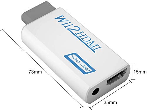 Adaptador Wii a HDMI,Rybozen Wii a HDMI 1080P 720P,adaptador de audio de salida de vídeo conector HDMI con conector de audio de 3,5 mm y salida HDMI,compatible con todos los modos de visualización Wii