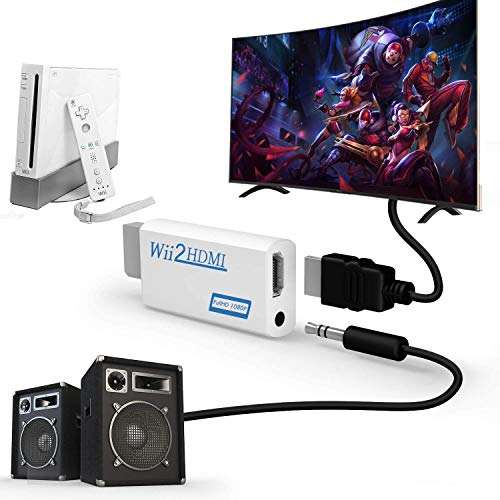 Adaptador Wii a HDMI,Rybozen Wii a HDMI 1080P 720P,adaptador de audio de salida de vídeo conector HDMI con conector de audio de 3,5 mm y salida HDMI,compatible con todos los modos de visualización Wii