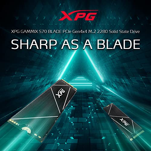 ADATA Unidad de Estado sólido XPG GAMMIX S70 Blade 1TB PCIe Gen4x4 M.2 2280 High-End-Gaming, Black