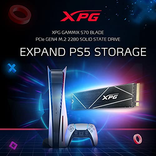 ADATA Unidad de Estado sólido XPG GAMMIX S70 Blade 1TB PCIe Gen4x4 M.2 2280 High-End-Gaming, Black