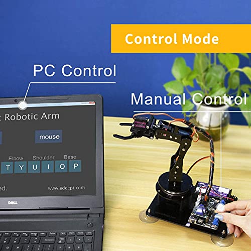 Adeept 5-DOF Kit de brazo robótico compatible con Arduino IDE | Kit de robot de bricolaje | Kit de brazo de robot STEAM con pantalla OLED | Código de procesamiento y tutorial PDF