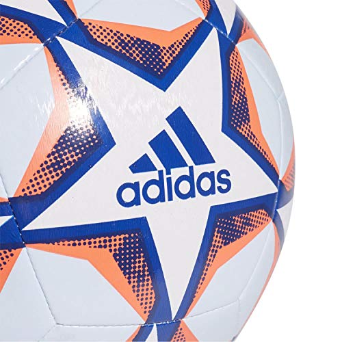 adidas Fin 20 TRN Soccer Ball, Men's, White/Team Royal Blue/Signal Coral/Sky Tint, 5