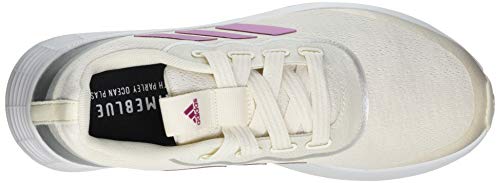 adidas QT Racer Sport, Sneaker Mujer, Chalk White/Cherry Metallic/Silver Metallic, 38 EU