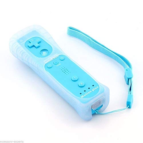 AeeYui Mando a Distancia para Wii/Wii U, Controlador de Juegos para Nintendo Wii, Mando a Distancia con Funda de Silicona y Muñequera(Azul)