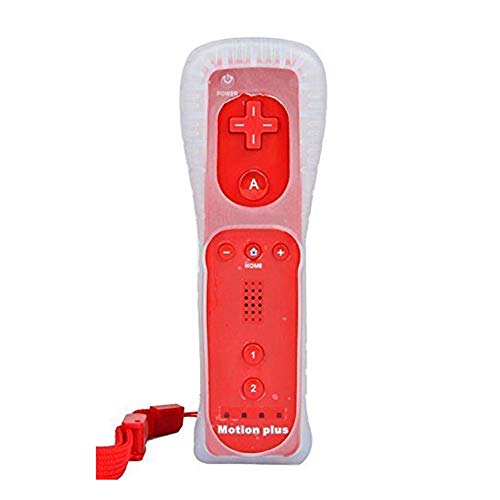 AeeYui Mando a Distancia para Wii/Wii U, Controlador de Juegos para Nintendo Wii, Mando a Distancia con Funda de Silicona y Muñequera(Rojo)